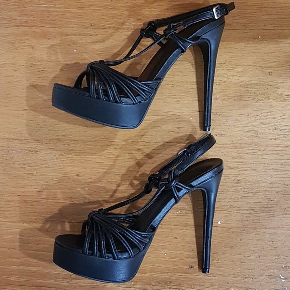 Forever 21 - Wild Diva Black open-toe heels Sz 5.5 - Picture 3 of 7